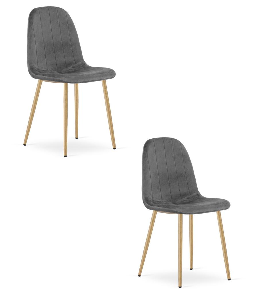 PADVA Chair - Dark Grey Velvet / Oak Legs X 2