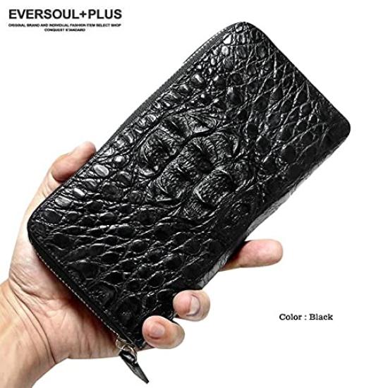 EVERSOUL Krokodilleder Lange Geldbörse mit Rundum-Reißverschluss, Unisex, Geschenk