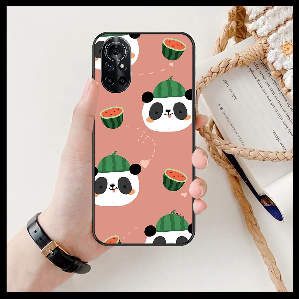Super Cute Panda Clear pouzdro na telefon pro Huawei Honor 20 10 9 8A 7 5T X Pro Lite 5G Black Etui Coque Hoesjes Comic Fash design