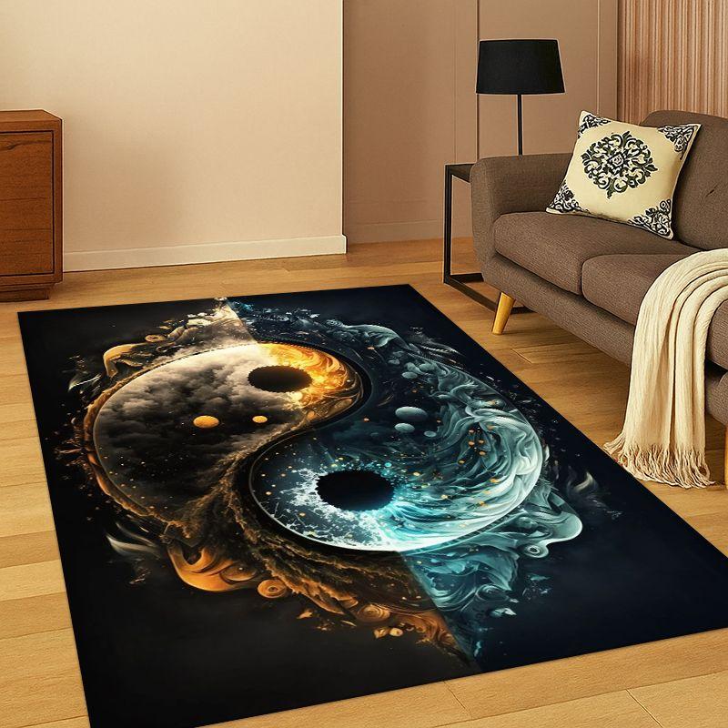 Yin Yang Symbol Chinese Tai Chi Carpet Rug for Bedroom Living Room Sofa Playroom Doormat Home Decor,Kid Game Area Rug Non-slip