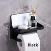 1 Pack Wall-Mounted No-Drill Toilet Paper Holder with Shelf and Phone Holder, Polypropylene Material, Bathroom Tissue Roll Dispe