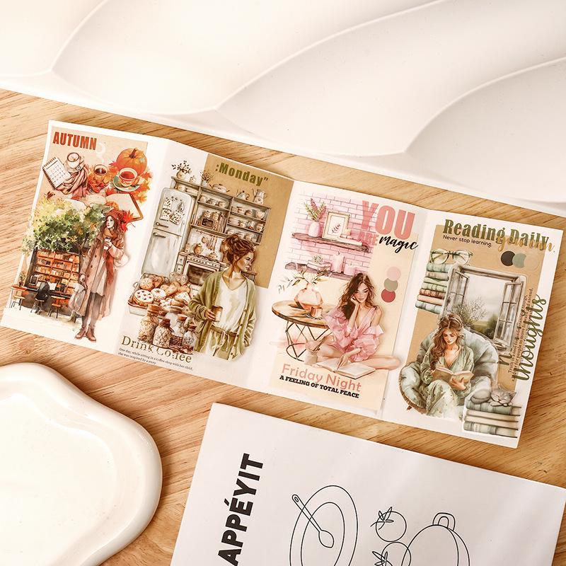 Beautiful Day Character Girl Scenery PET Sticker Book: Girl's Handbook Series with 4 Styles & 20 Sheets Each
