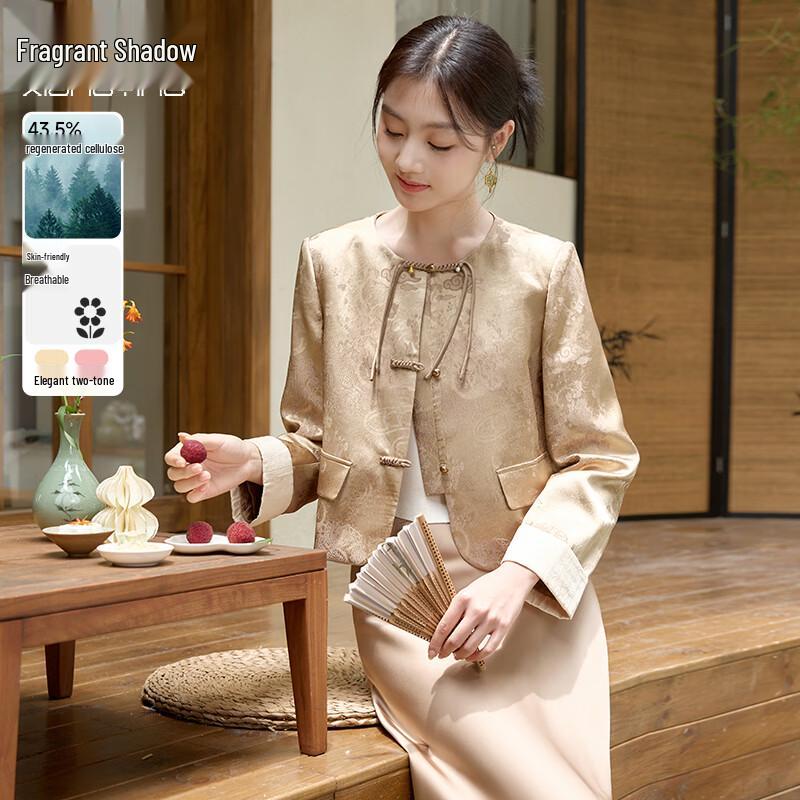 Xiangying New Chinese Style Round Neck Short Jacket L