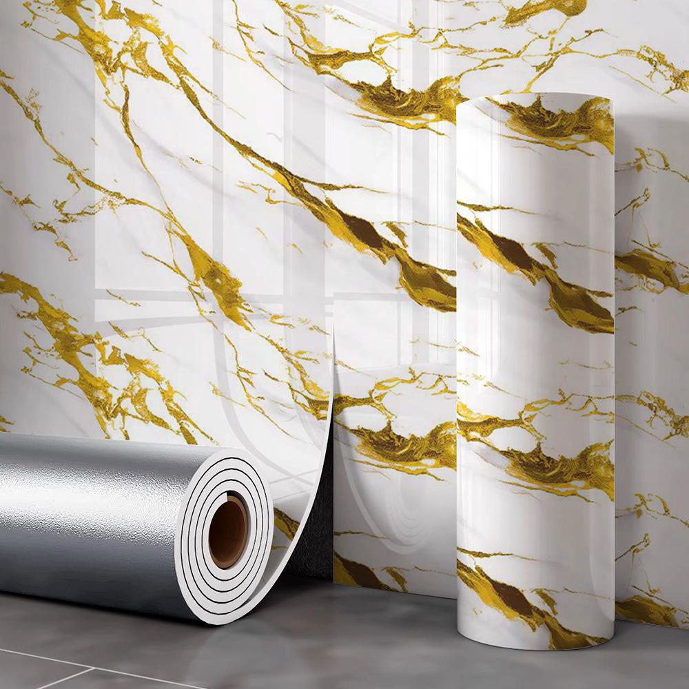 Vergoldete wasserfeste Wandaufkleber im Marmorstil für TV-Hintergründe
