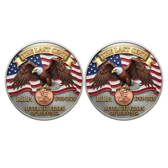 1/2/3/4/5Pcs The Last Cent Collectible Coin American Flag Eagle Final Cent Souvenir Coin Memorial Token History Buffs Collectors Enthusiasts Keepsake