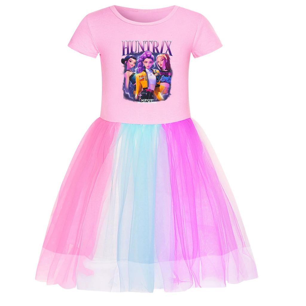 

4182 Kids Girls Rumi Zoey Mira Print Outdoor Rainbow Dress 110cm розовый