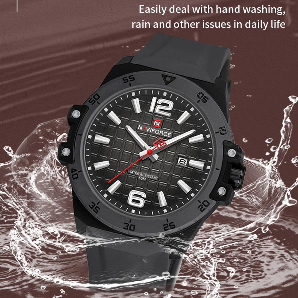 Naviforce Original Fashion Quartz Men Watch Silicone Strap Waterproof 50m Calendar Luminous Pointer Men Boys Casual Lightweight Watch NF7122