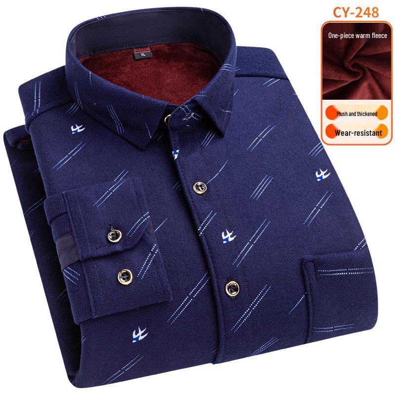Men's Fleece-Lined Plaid Long-Sleeve Shirt