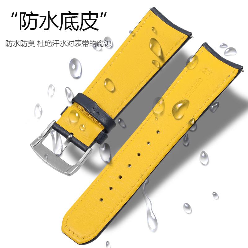 For CITIZEN Blue Angel Men Radio Wave Watch AT8020-54L/8020-03L/JY8078 Curved End Genuine Leather Watchband Bracelet Strap