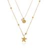 Fashion Double Layered Starfish Shell Pearl Necklace for Women Stainless Steel SeaShell Charm Necklaces Summer Beach Jewelry