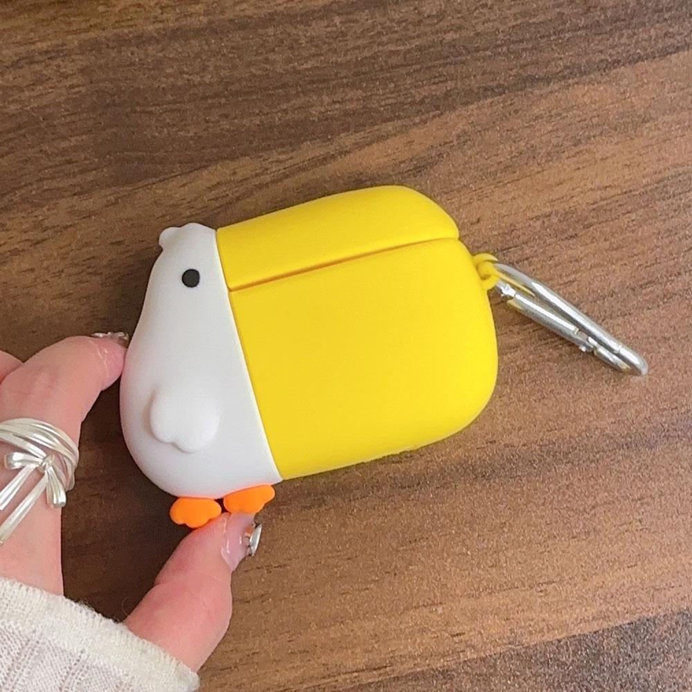 Grappige Cartoon Grote Mond Vogel Hoesje Voor Apple AirPods 4 Pro 2 1 3 Zacht Siliconen Draadloze Bluetooth Oortelefoon Beschermhoes Haak For AirPods 3 geel