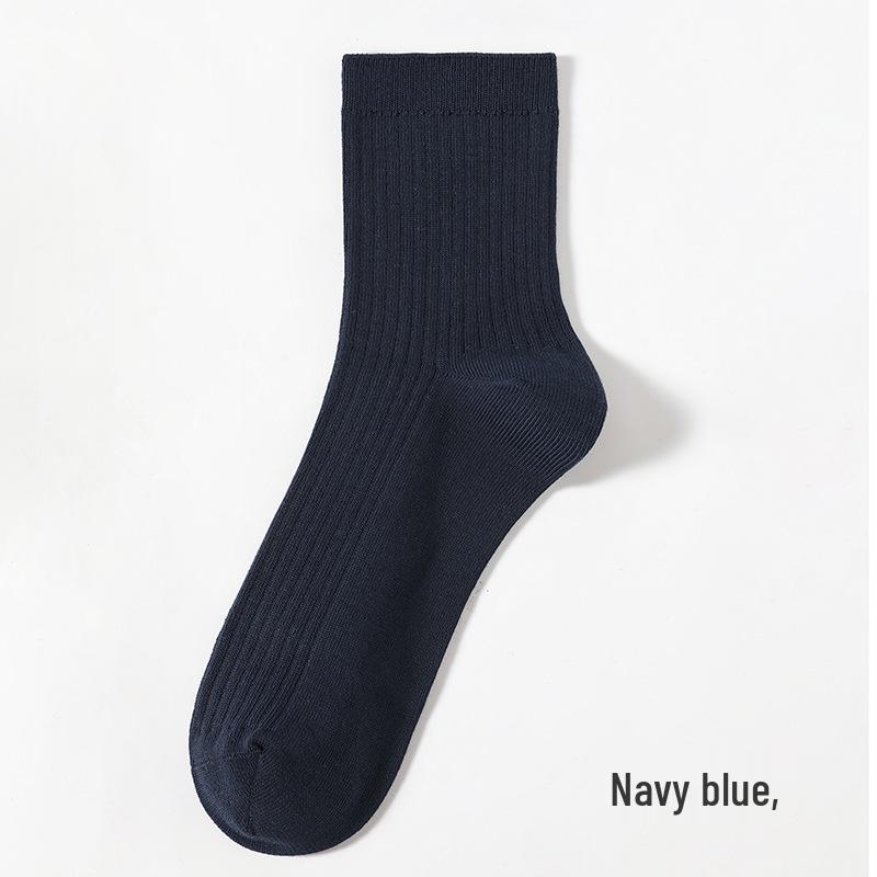 Men's Antibacterial Sweat-Absorbing Cotton Mid-Calf Socks for Business & Casual Wear - Fall/Winter Versatile Styles