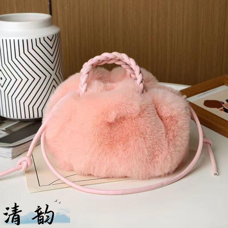 New imitation mink portable pleated cloud bag high-end underarm shoulder messenger bag