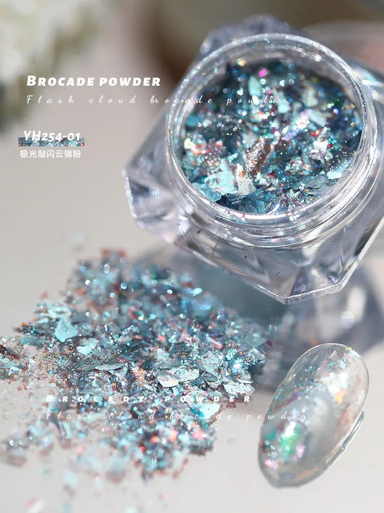 1box Nail Art Glitter Stars Aurora Opal Sequins Nail Rhinestones Gradient Polarized Watercolor Magic Nail Decoration Kit