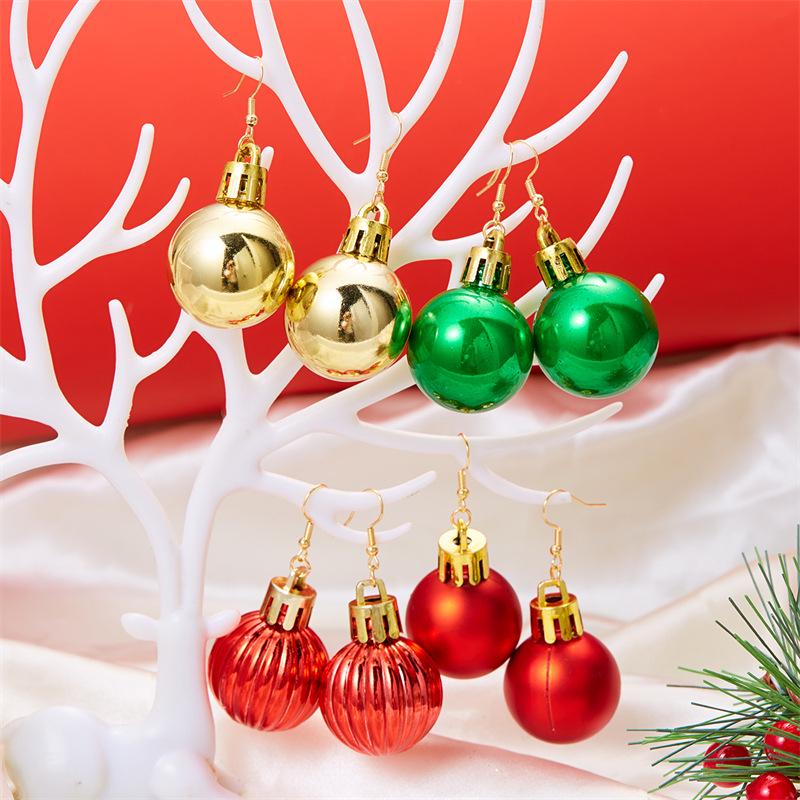 Geometric Sphere Christmas Light Bulb Earrings: Colorful Dangle Ear Hooks for Women