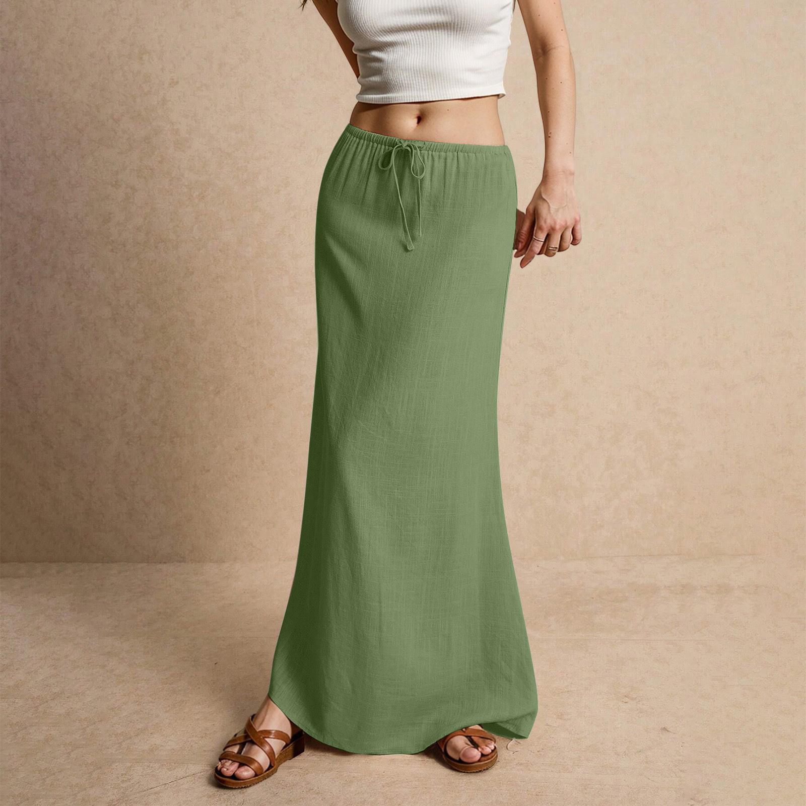 

Women s Casual High Waist Long Maxi Skirt with Elastic Waistband Comfortable Lightweight Summer Fashion XXL