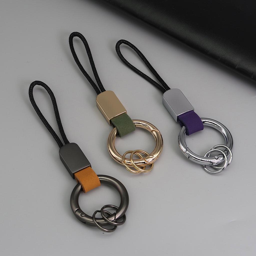 Simulated Leather Keychain With Finger Ring And Adjustable Wrist Strap Trendy Key Holder For Car Keys Organization