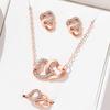 5 Piece Rose Gold Zircon Combination Bracelet Ring Necklace Earrings Zircon Set Fashionable And Suitable For Party Style