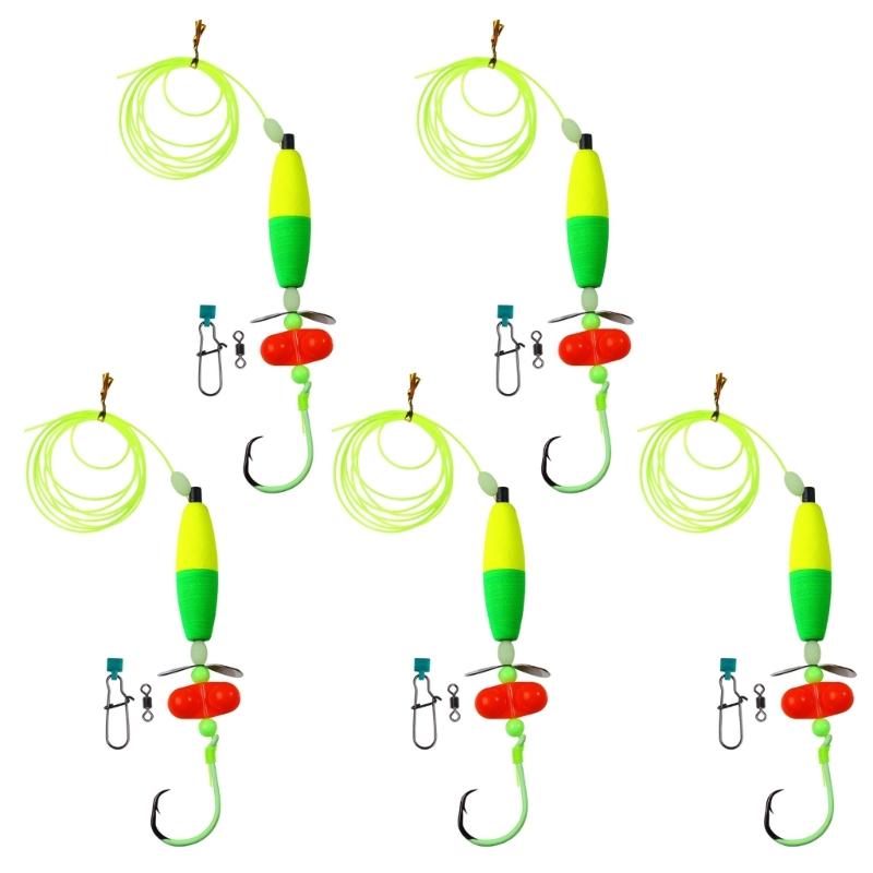 5Pcs Catfishing Rig Catfishing Float Rigs Rattle FloaterTackle for Catfishing Fishing 6/0 8/0 10/0 Circle Hook