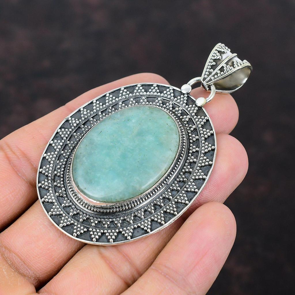 Amazonite Pendant A One Quality Gemstone Jewelry 925 Sterling Silver Pendant Handmade Jewelry Vintage Pendant Silver Jewelry Gift For Mother