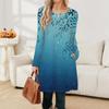 Women's Long Sleeve Dress Fall Casual T Shirt Loose Fit Pleated Front Dresses With Pockets