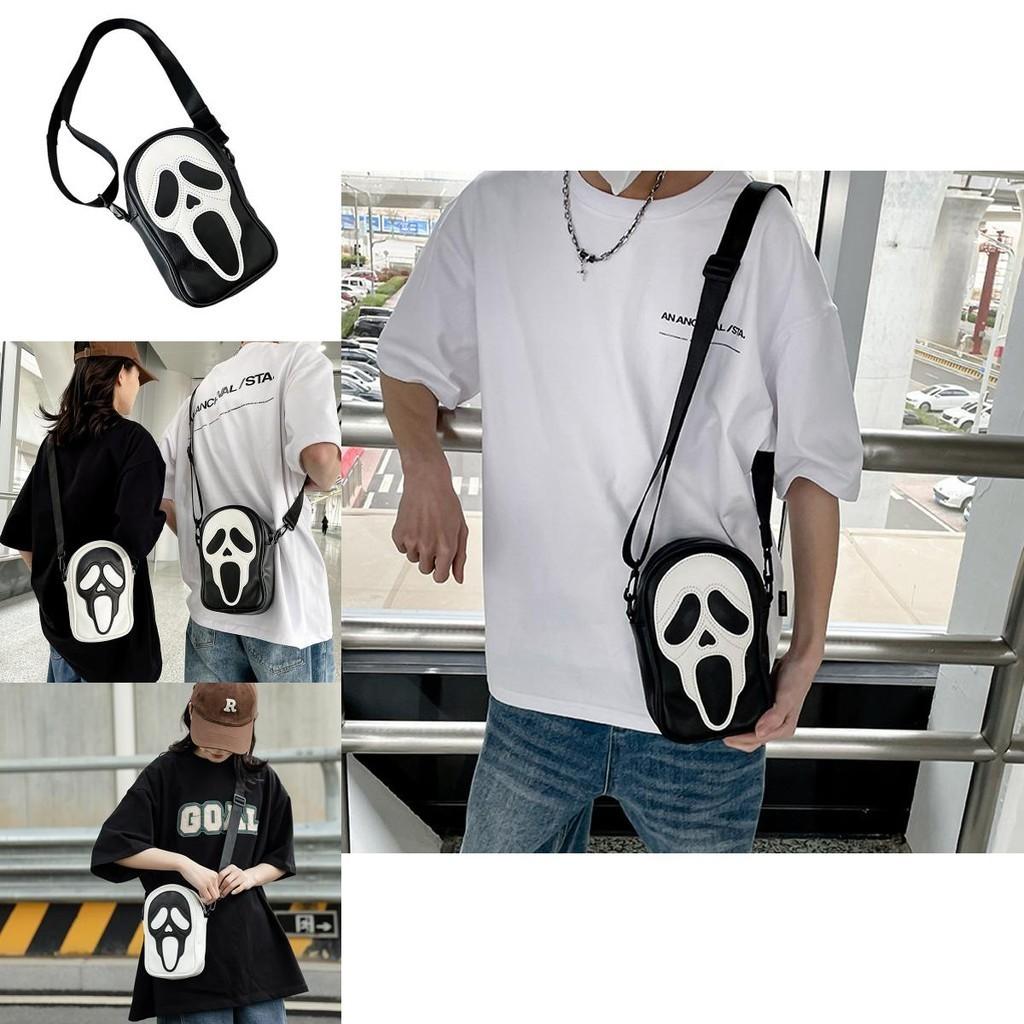 Borsa a Tracolla Teschio Fantasma alla Moda Piccola Borsa a Spalla in PU per Uomini e Donne