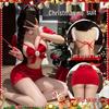 Man Yan Lingerie Women’s Cutout Long Sleeve Bodycon Mini Dress with Bow - Christmas Uniform