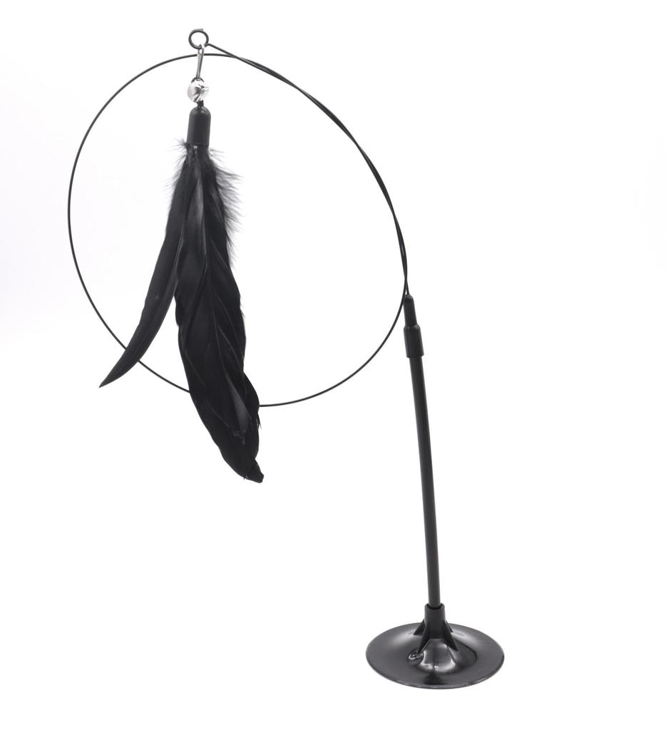 Katzen-Teaser-Spielzeug mit Glocke & Federn, Langeweile-Abbau, Starker Saugfuß & Langer Stab zum Selbstspielen