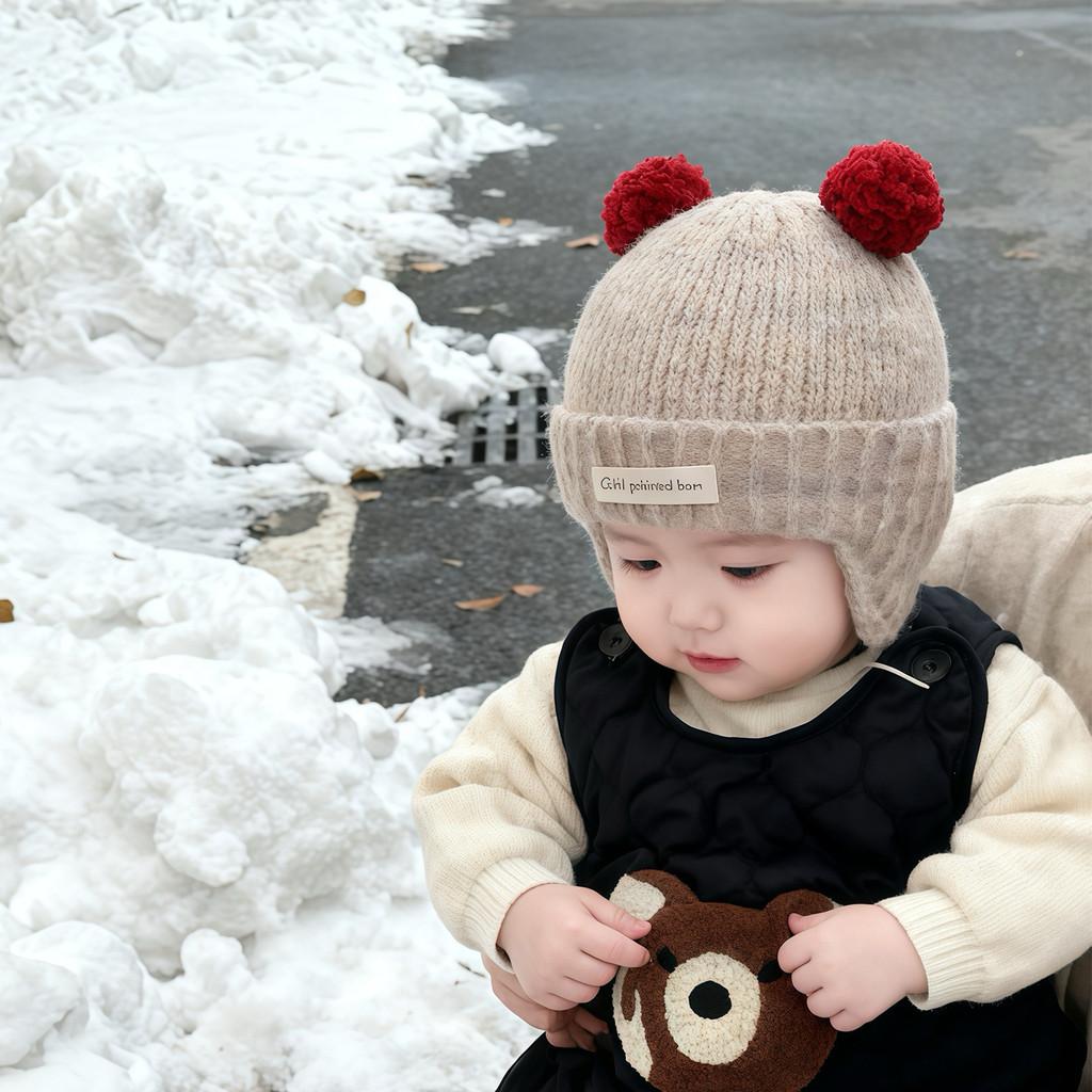 Baby Knit Hat Winter Warmth For Toddler Girls Boys With Earmuff Protection For Cold Weather