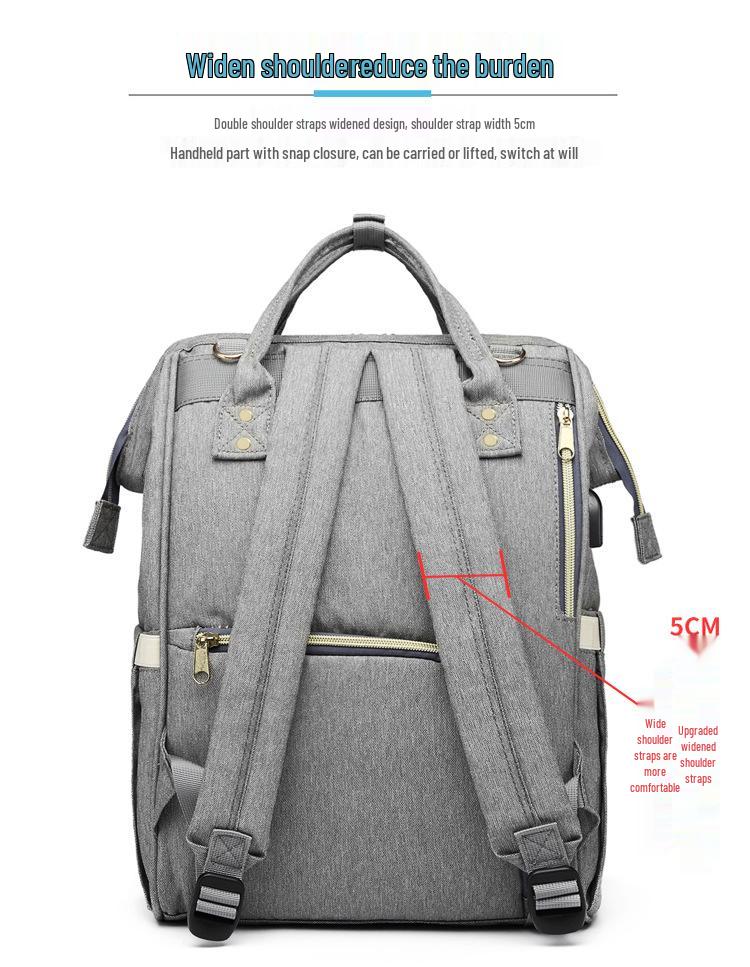 LEQUEEN Lightweight Multifunctional USB Charging Diaper Backpack for Moms