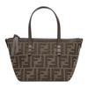 FF Roll Alça de Ombro Removível Fechamento com Zíper Bolsa Tote em Pele de Bezerro Bolsa de Compras Bolsa Transversal Mini Bolsas Tote Femininas Marrom 8BS096AFPMF1GL7