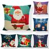 Cartoon Santa Claus Pattern Throw Pillow Cover With Short Plush Print Living Room Sofa Decoration Cushion Cover Pillow Covers