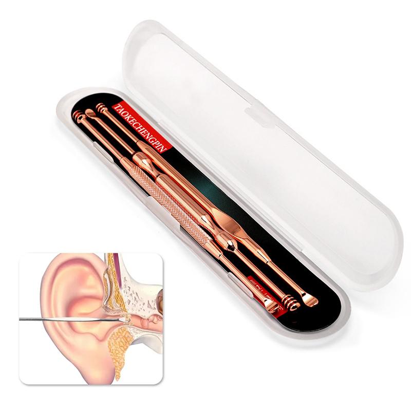 1/3Pcs Double Head Ear Wax Removal Cleaner Earwax Remover 360° Cleaning Ear Pick Stainless Steel Ear Care Tools