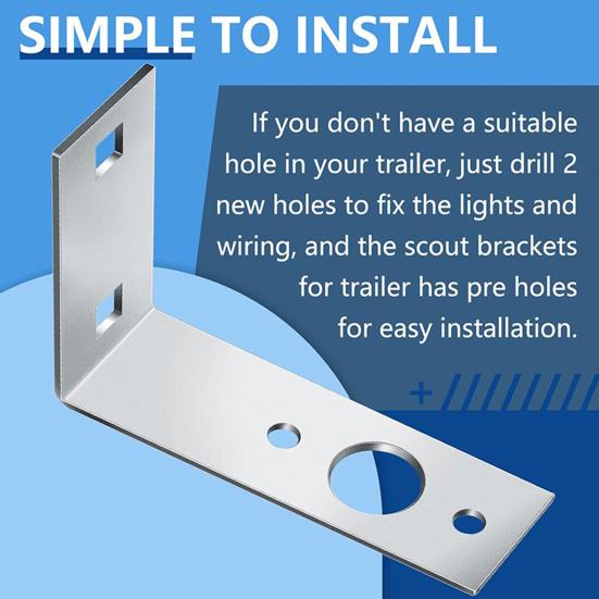 2Pcs Trailer Light Brackets Rustproof Corrosion Resistant Universal Simple Installation L-Shaped Tail Light Brackets