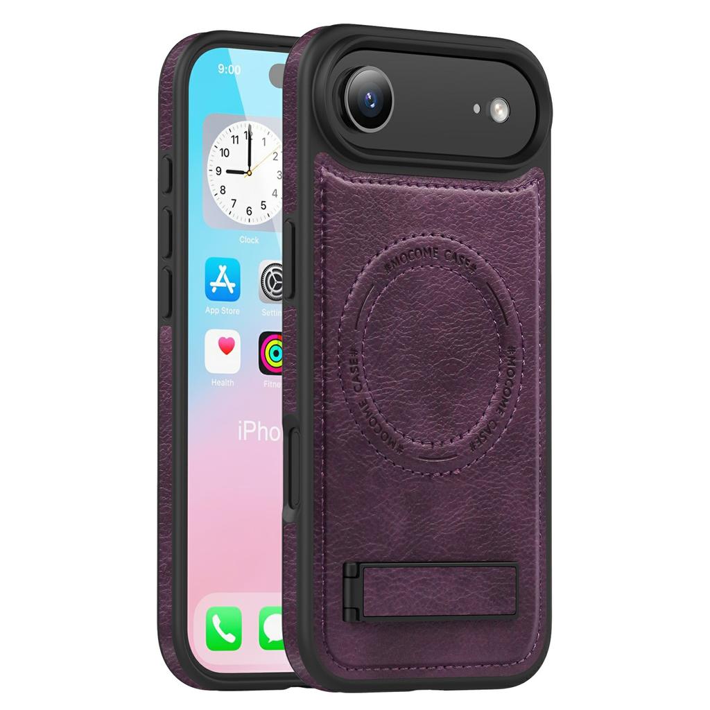 For iPhone Air Case Compatible with MagSafe Kickstand Leather Phone Back Cover