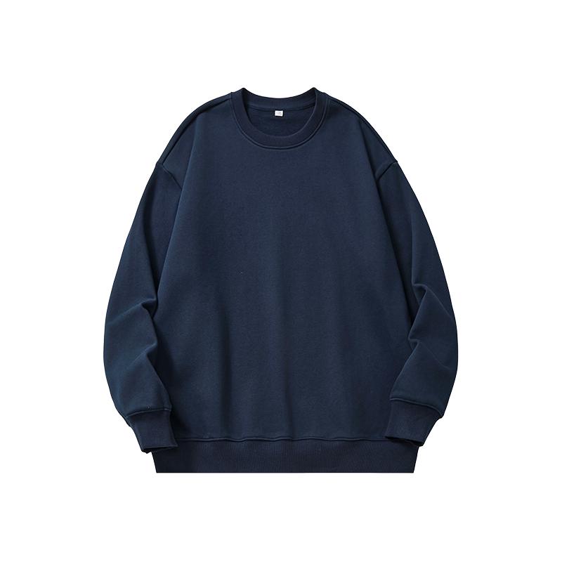 Men's American Style Heavyweight Crewneck Sweatshirt - New Autumn Arrival, Trendy, Loose, Solid Color, Versatile Casual Base Layer.