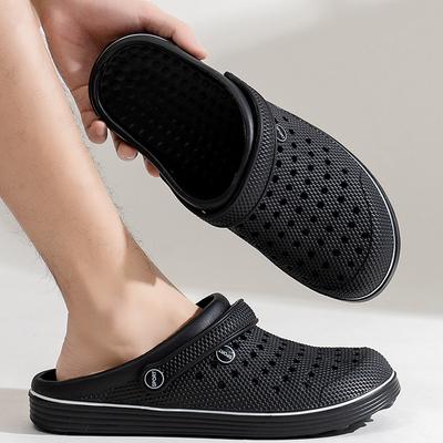 Chaussures à trous extérieurs Chaussons décontractés à semelles épaisses à bout fermé pour hommes Sandales de jardin antidérapantes deux façons de porter pour la plage en extérieur pour hommes