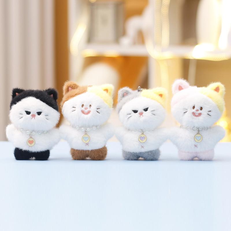 Toy Plush Cat Keychain Pendant With Pp Cotton Filling For Kids Gift Bag Decor