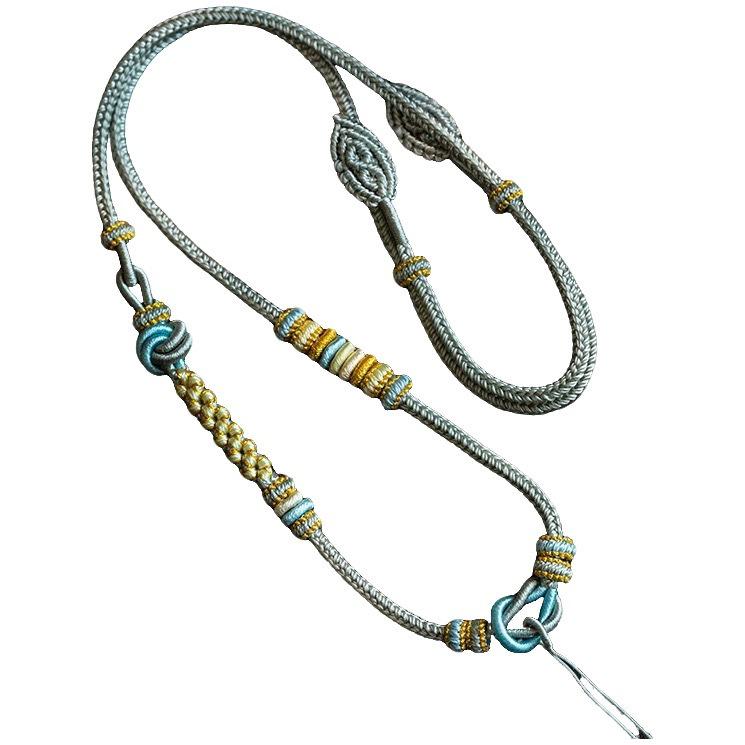 Ręcznie wykonany naszyjnik z wisiorkiem z jadeitu z klamrą Pokoju na sznurku w kolorze kwiatu brzoskwini