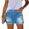 Damen zerrissene Jeansshorts hohe Taille ausgefranster roher Saum Stretch distressed Jean Shorts Sommer lässige Unterteile