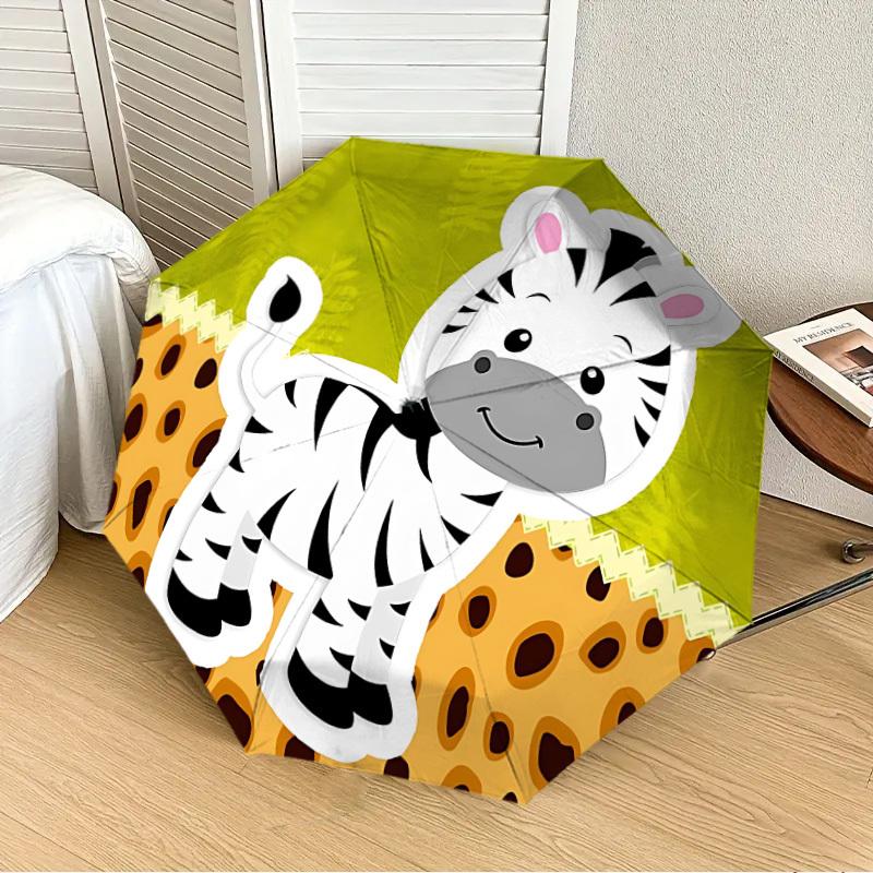 1pc Zebra Print Automatic Open/Close Umbrella, Folding Compact Umbrella with Lightweight Design for Women/Men Yy251028230
