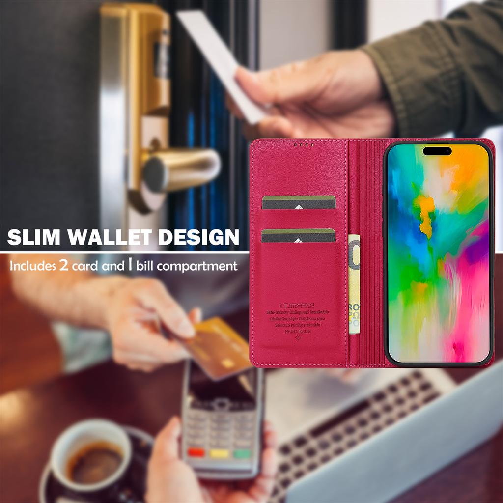 LC.IMEEKE L1 Series for iPhone 17 Case PU Leather Wallet Stand Protective Phone Cover