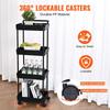 4-Tier Rolling Utility Cart, Kitchen Cart with Lockable Wheels, Multi-Functional Storage Trolley with Handle for Office, Living Room, Kitchen, Movable