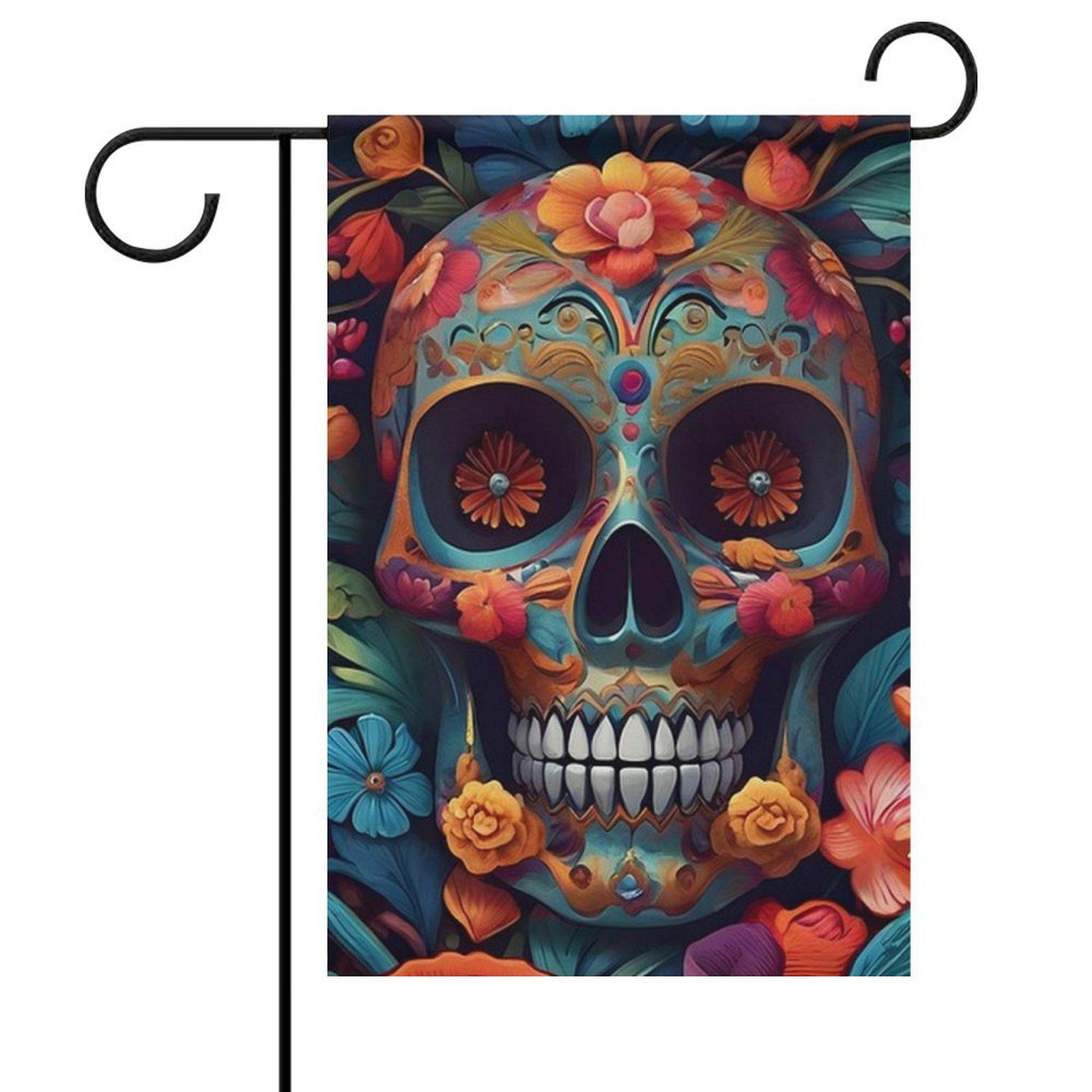 Customizable Halloween Skull Garden Flag - Double-Sided Polyester Yard Decoration