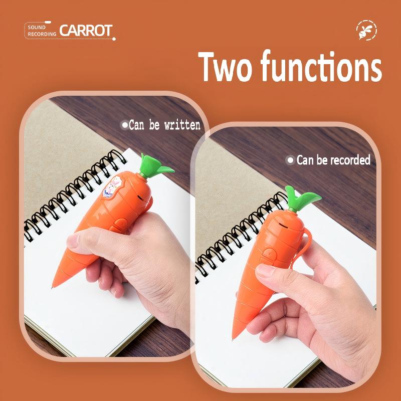 Judy&Nick Carrot Voice Recorder Electronic Sound Toy Can Write Graffiti Ballpoint Pen Novelty Voice Recorder Pen Stationery Gift