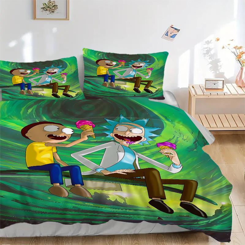 

3pcs Rick and Morty Duvet Cover Set, 1 Duvet Cover + 2 Pillowcases (No Insert), Cozy Bedding, Bedroom Set, Easy Care, Durable yy251103080 135x200cm