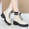 Women's Chelsea Boots Large Size 2023 New Genuine Leather Women Winter Shoes Boots Wool British Style Mid Boots Women