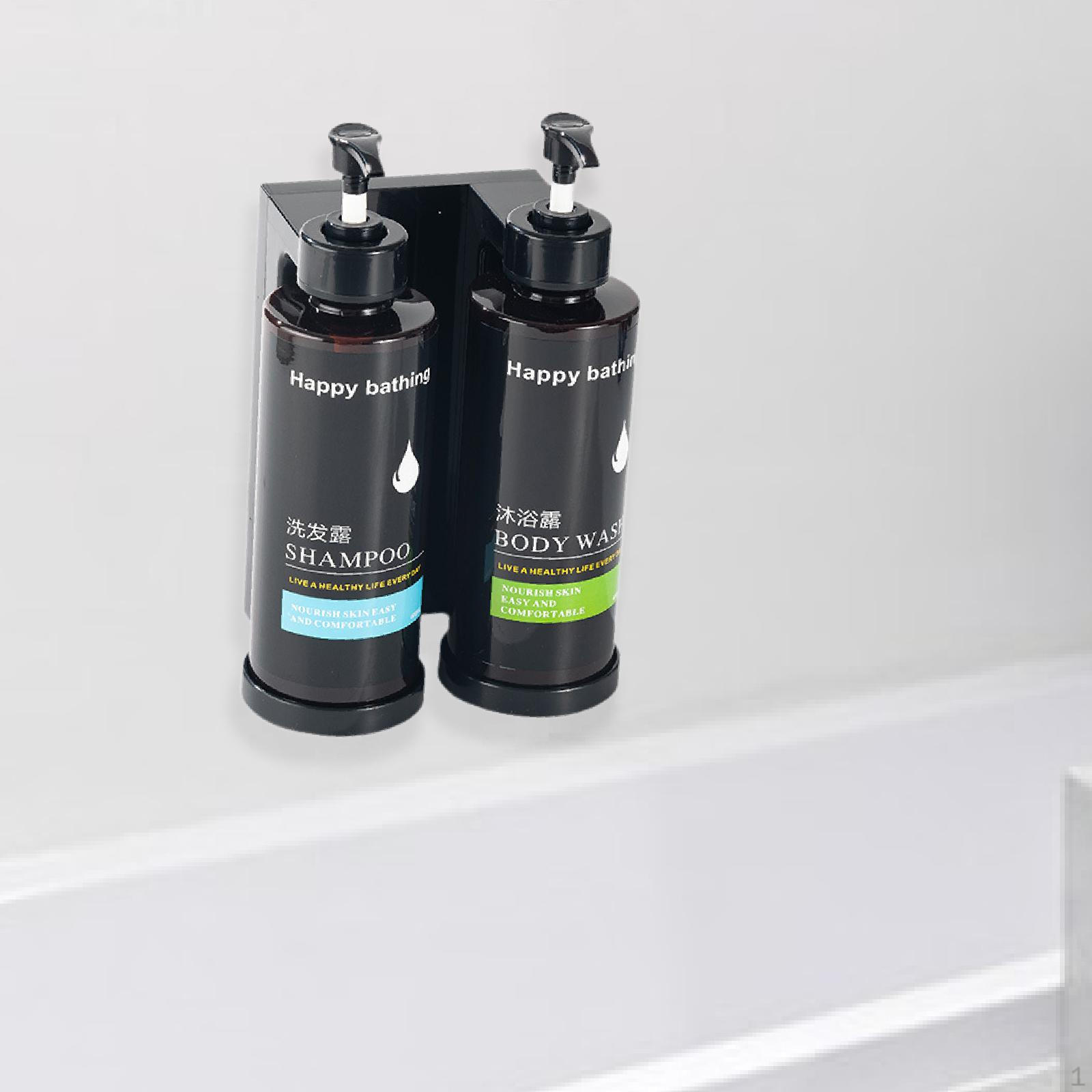 

Дозатор для мыла для ванной, настенное крепление для душа, без дрели, контейнер для шампуня для мытья рук, для 2 Slots Black