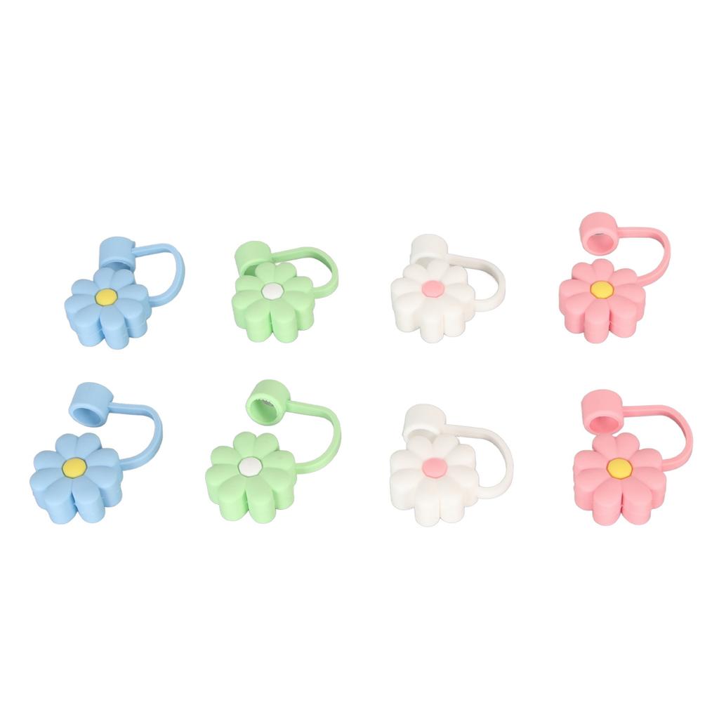 8Pcs Straw Covers Dustproof Decorative Portable Odorless Reusable Silicone Straw Toppers for Party Shopping Home