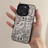 Silver Shell Creative Robot Line Phone Case for Apple 17/16/15 Pro & 14 Pro Max/13/12 Cross